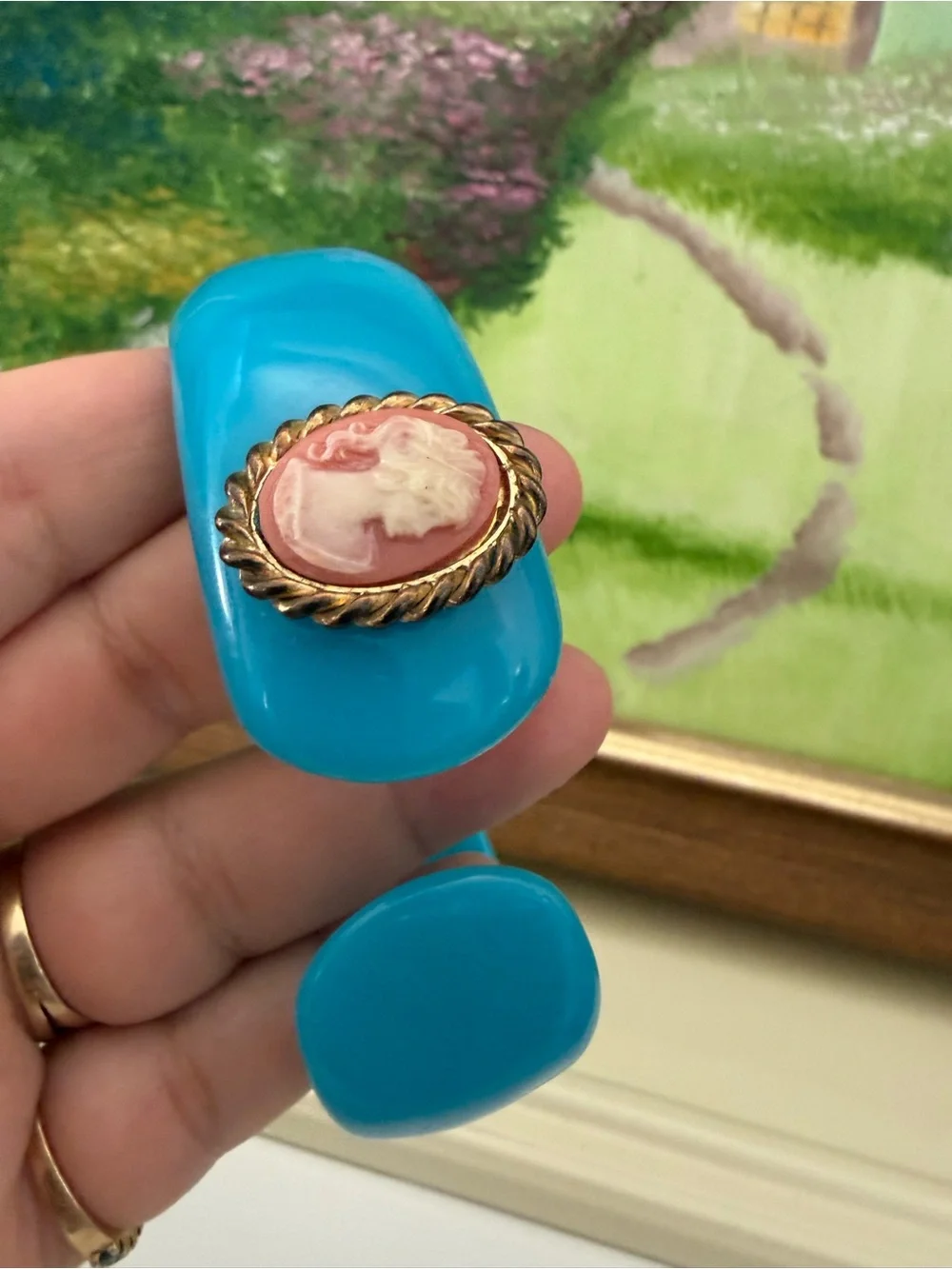 Blue Cameo Hinge Acrylic Bangle Bracelet by Subversive by Justin Giunta